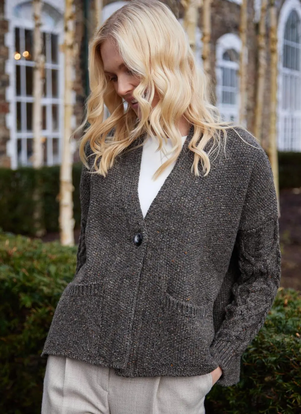 Alpaca Fleck Aran Sleeve Cardigan
